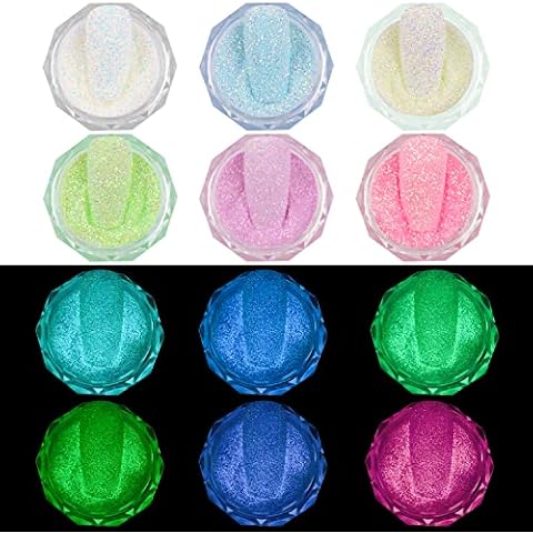 BISHENGYF 6 Leuchtendes Nagelpulver, Glitzerpuder leuchtet Cover