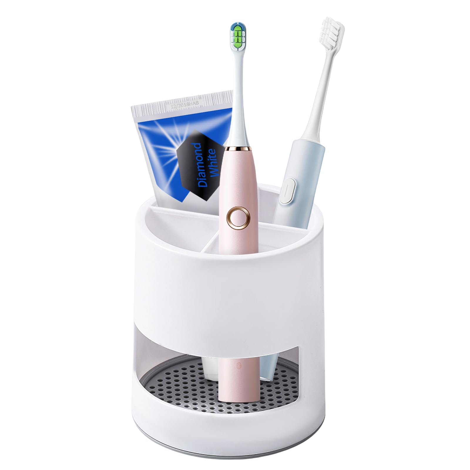 Toothbrush Holder Toothbrush Holders for Bathrooms Kids Toothbrush Holder Drainage 4 Slot Toothbrush and Toothpaste Holder Storage Caddy