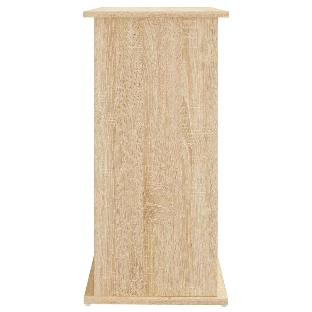 Soporte para acuario, roble Sonoma, material de madera, 81 x 36 x 73 cm, con espacio de almacenamiento y compartimentos para accesorios de acuario, armario inferior estable como estante, mesa