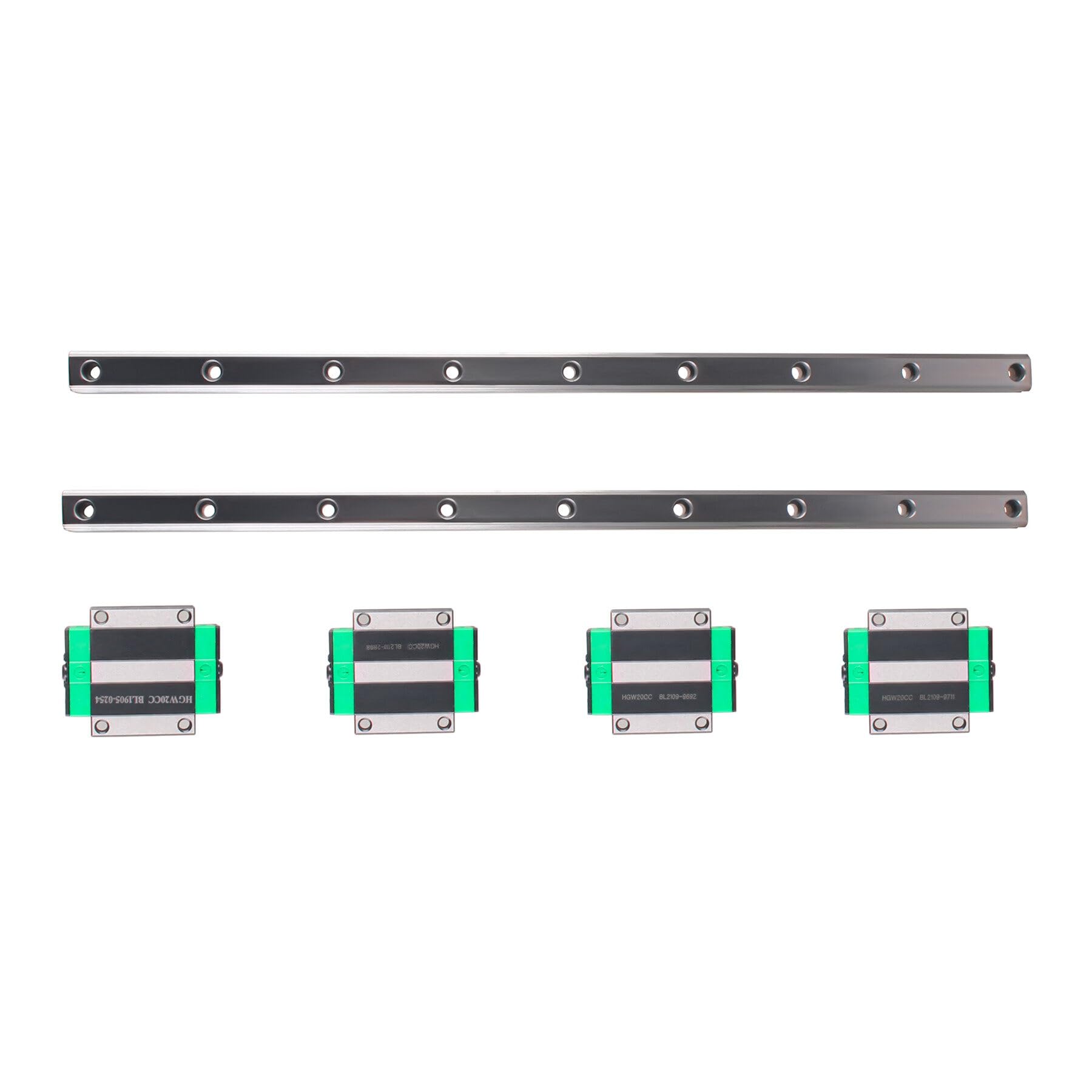 Guía lineal 2 piezas HGR20 1500 mm riel lineal con 4 bloques de rodamiento HGW20CC para impresora 3D DIY, máquina CNC, dispositivos eléctricos, tornos, riel guía lineal