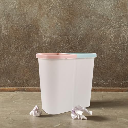 Caneca de basura rectangular blanca con compartimentos duales miniatura 7
