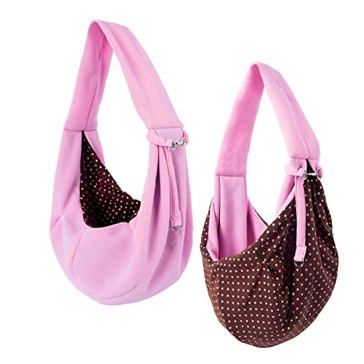 iPrimio Dog and Cat Sling Carrier – Hands Free Reversible Pet Papoose Pink Bag - Soft Pouch and Tote Design – Suitable for Puppy, Small Dogs, and Cats for Outdoor Travel