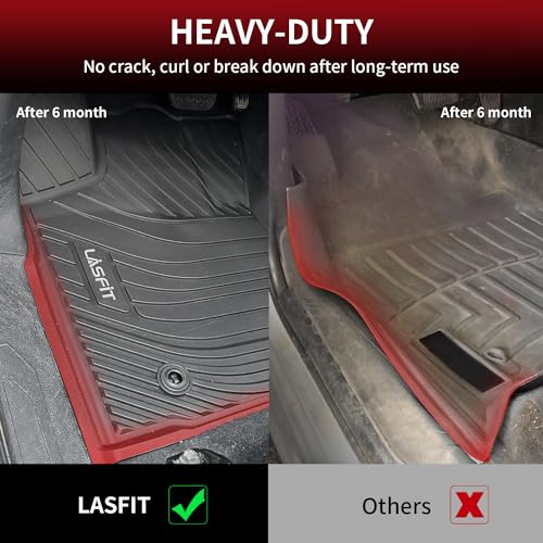 Image of LASFIT Floor Mats for Toyota Tacoma 2016-2023 Double Cab (Only for Automatic) All Weather Custom Fit Floor Liner for Tacoma SR /SR5 /TRD /Limited /Trail TPE Mats Front&Rear 2 Row Car Mats, Black