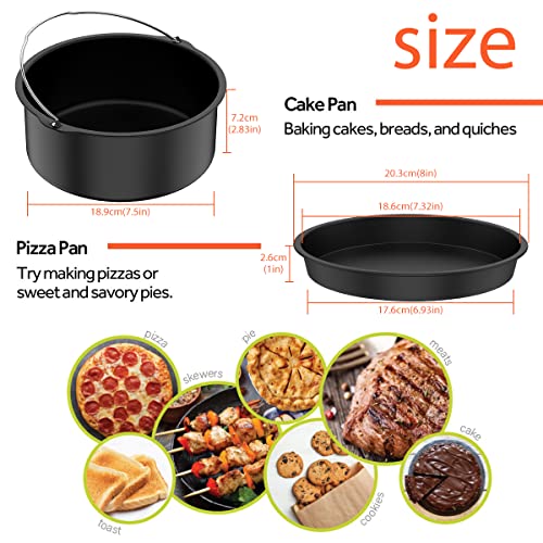 2 Pcs Accesorio para Freidora: Placa para Pizza y Molde para Pastel Redondo con Recubrimiento Antiadherente, Set de Molde para Pastel Grande y Pequeño para Freidora US (8 pulgadas) miniatura 6