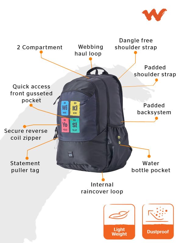Image of Wiki Stylish Unisex Backpack 2 Durable & Lightweight backpack for Men & Women | Backpack for Office, Gym, Travel (31.5 Litre, Black)