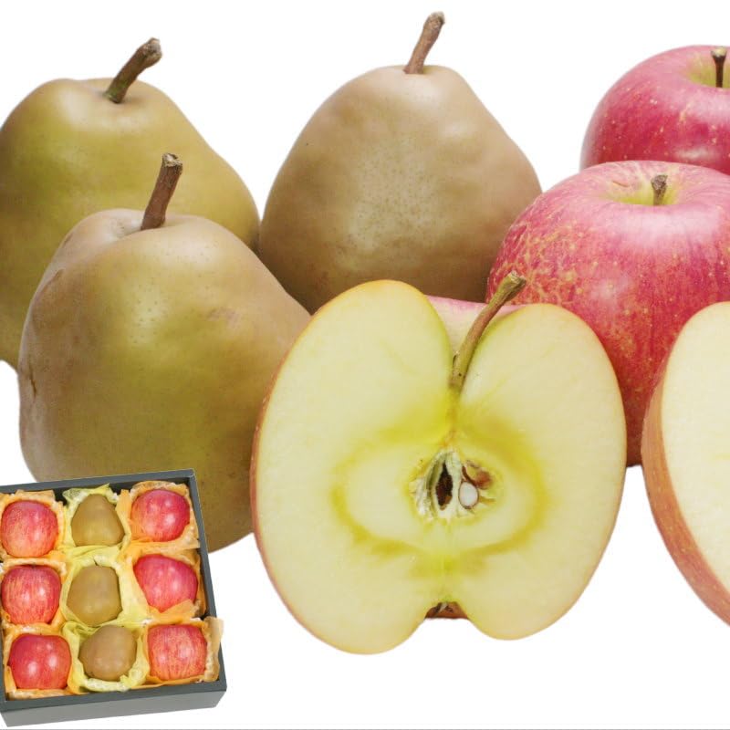 (株)やまがた物産振興機構 山形県産 高級フルーツギフトセット, サンふじりんご , ラ・フランス洋梨, 化粧箱入り詰合せ