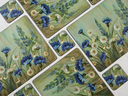 Pimpernel Fleur Des Champs Collection Coasters | Set Of 6 | Cork Backed Board | Heat And Stain Resistant | Drinks Coaster For Tabletop Protection | Measures 4” X 4” #TOP6