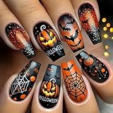Halloween presse sur les ongles longueur forme carrée avec conception de toile d ' araignée ABS pour Costume de fête Art acrylique