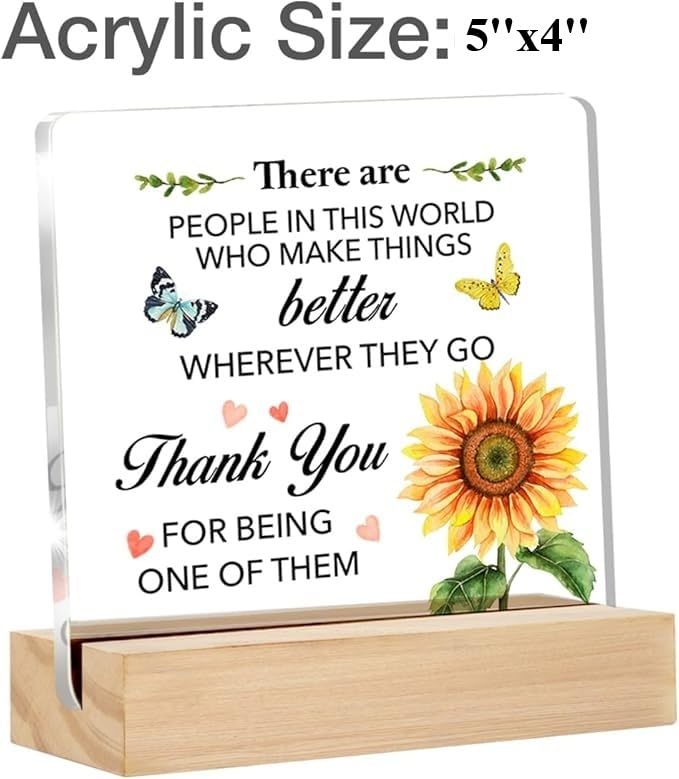 Image of Bs amor Appreciation Gifts for Women Thank You Clear Desk Decorations Floral Acrylic Sign with Stand Table Plaque Sign Keepsake Grateful Gift for Teacher Coworker Manager Boss