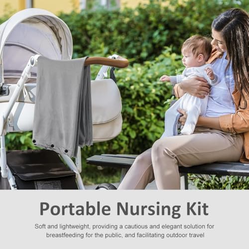 Image of SNOWIE SOFT Feeding Covers for Nursing Mom with Side Button Closure, 360Full Coverage, Soft Stretchy Feeding Shawl Breastfeeding Mother for Discreet Nursing, 75x170cm
