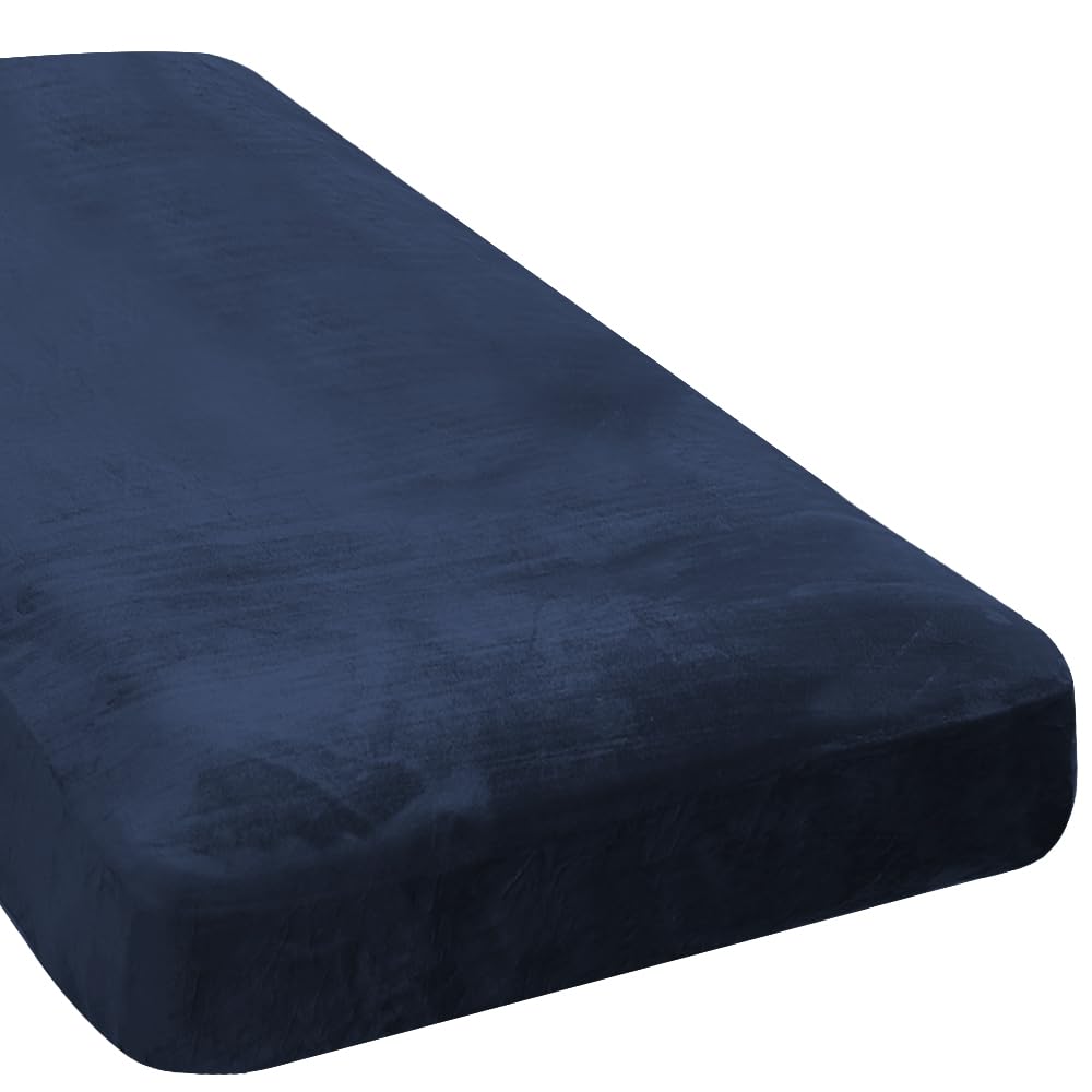 Photo 1 of H.VERSAILTEX Velvet Stretch Individual Chaise Cover Sectional Couch Covers for L Shaped Sofa Both Left/Right Furniture Protector Seat Cushion Sofa Cover (1 Piece Chaise Cover, Navy)