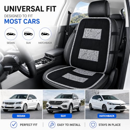Image of AutokraftZ 2-in-1 UV-Resistant Car Seat Cover Mat, Breathable Anti-Slip Seat Protector Cushion Grey, Universal Fit Front & Bottom Seat Cover for Car, SUV & Truck with Multi Layer Padding for Comfort