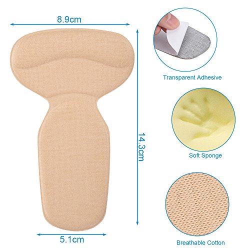 SOUMIT Fersenpolster, 4 Paar Fersenpolster Schuheinlagen, Gedächtnisschaum Selbstklebend Fersenschutz, Komfortabel und Rutschfest Fersenkissen für Herren Damen (Schwarz, Beige)