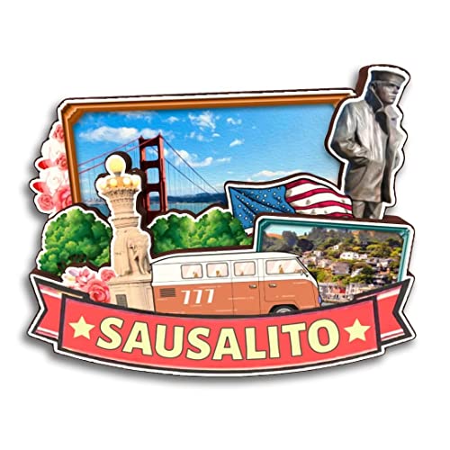 Imán de nevera de madera Sausalito California USA miniatura 1