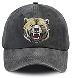 Bear Gifts for Men Women, Funny Bear Decor Baseball Cap, Unique Mother's Father's Day Thanksgiving Christmas Birthday Hats for Papa Mama Dad Mom Uncle Black