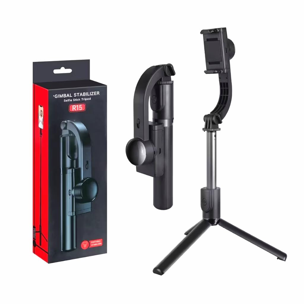 R15 Intelligent Mini Gimbal Anti-Shake 1-Axis STABILIZER Extendable Selfie Stick Tripod, Wireless Remote for Smartphone Gimbal Stabilizer