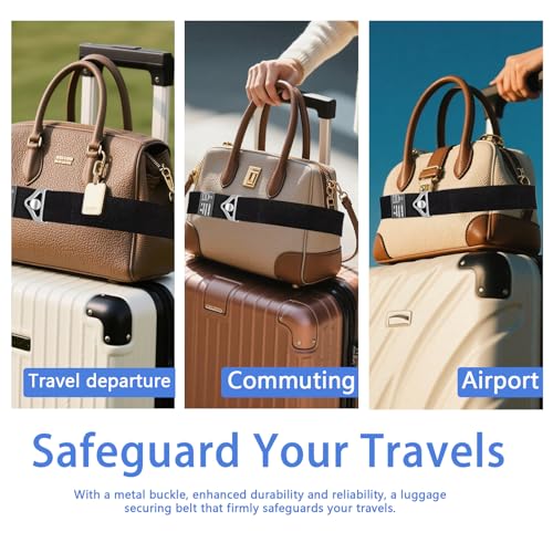 Image of Luggage Straps,Travel Belt for Luggage,Adjustable Suitcase Belts,2-in-1 Elastic Luggage Belt Bag Bungee,Hands-Free for Airport,Trip,Travel Essential Accessories,Easy to Use