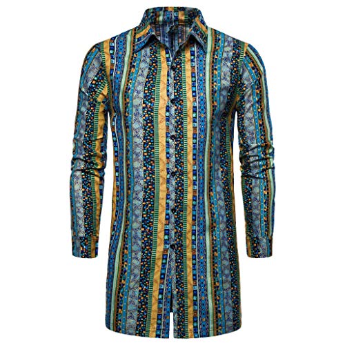 Overdose Camisas Hombre Manga Larga,Blusa De Camisa De Manga Larga Africano Estampada...