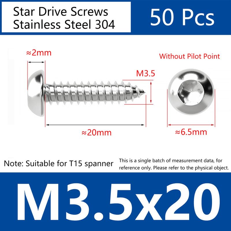 Tornillos autorroscantes M3.5 x 20 mm acero inoxidable 50 pcs miniatura 2