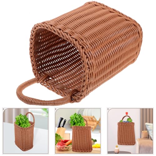 Angoily Hanging Wicker Basket, Hand-Woven Storage Basket, Wall Flower Basket, Fruit Vegetable Rattan Box Organizer Laundry Bins for Plants Key Sunglasses Door Rustic Decor (11X7.07X5.7 Inch) by Angoily - Image 9