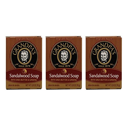 Grandpa's Sandalwood Bar Soap with Shea Butter and Ginseng, 3.25 Ounce (Pack of 3)