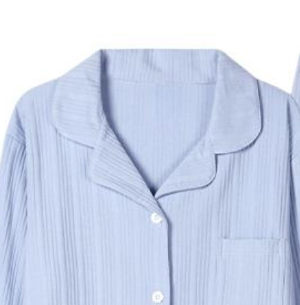 Conjuntos De Pijamas para Mujer, Pijamas Largos Y Cómodos De Algodón, Traje De Pijama para Mujer, Top con Botones Y Pantalón Largo con Bolsillos, Ropa De Dormir Suave Y con Cordón, Ropa D