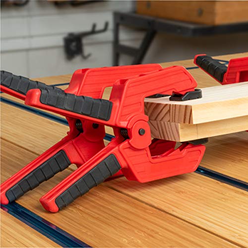 Image of POWERTEC 72208 Deluxe Quick Release Strap Clamp and Spring Clamps Set | Woodworking Frame Clamping Strap Holder with 10 Spring Clamps from 2 inch - 4 inch
