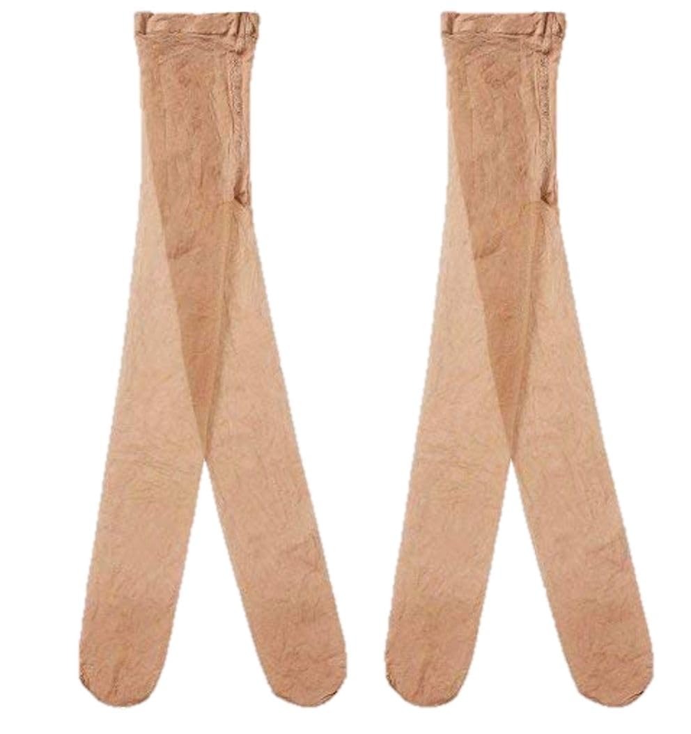 Country Kids Girls Light Tan Lycra Silky Sheer-To-Waist Tights, 6-8Yrs, 2Prs