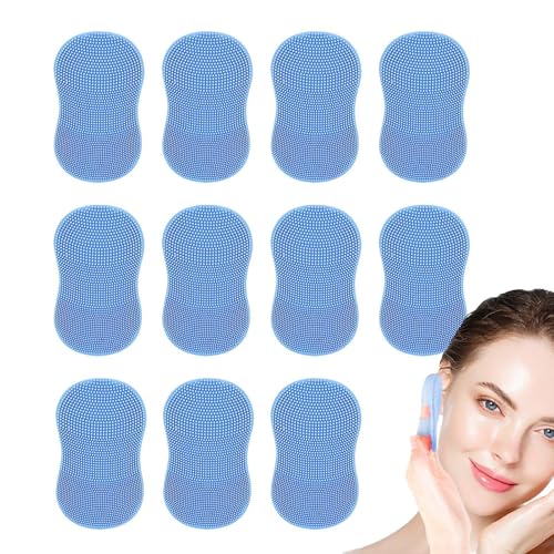 Cepillo limpiador facial – 10 cepillos de limpieza facial | Pequeño cepillo de limpieza profunda de silicona | Cepillo facial diario para mujeres y hombres, cepillo facial con agarre ergonómico para