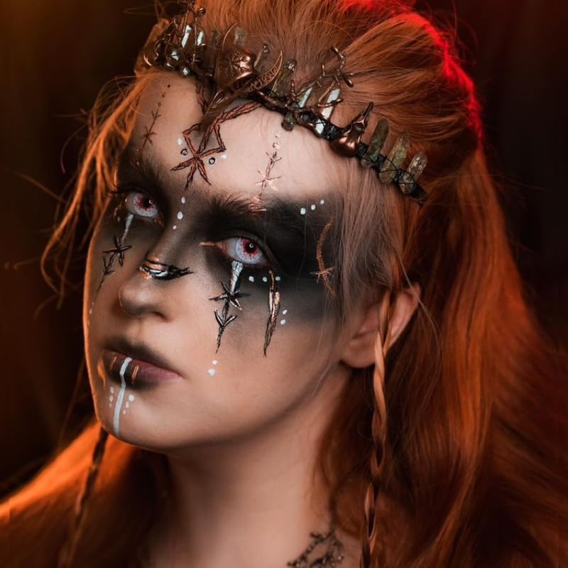 Green Fairy Crystal Crown - Handmade Raw Quartz Tiara with Bronze Crow Branch Moon Elf Headpiece Fantasy Forest Witch Crown Wedding Renaissance Halloween Cosplay Woodland Headband - Image 5