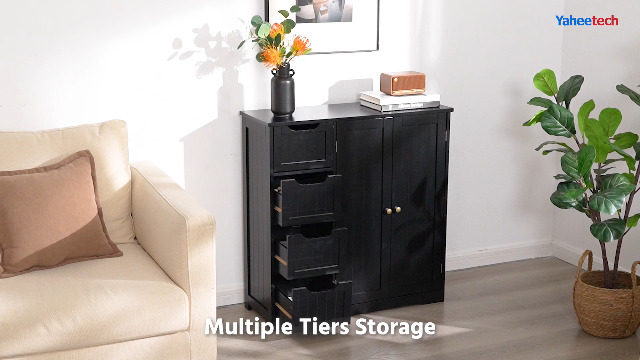 Amazon.com: Yaheetech Wooden Bathroom Floor Cabinet, Side Storage