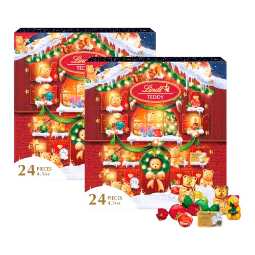 Lindt Holiday Teddy Bear Chocolate Candy Advent Calendar, 4.5 oz. (Pack of 2)