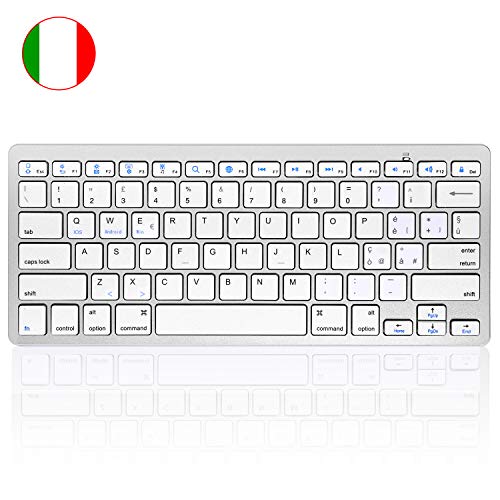 HANYEAL Tastiera Bluetooth wireless universale wireless sottile portatile con tasti di risposta rapida per iPad Mini, Air, Pro, nuovo iPad, iPhone, smartphone Android (bianco)