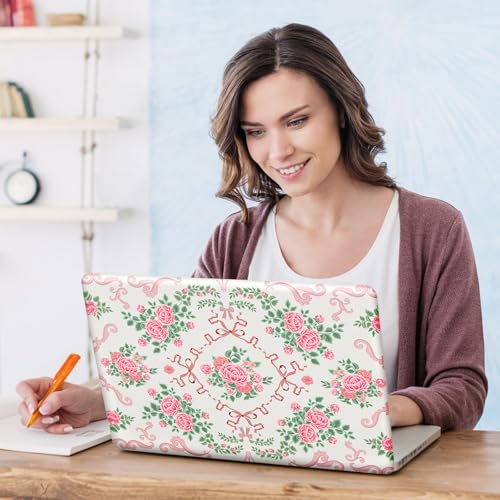 Image of DINKY Laptop Skin Sticker Decal 15.6 inch 15.4 inch 12 inch 13 inch 13.3 inch 14 inch 15 inch Laptop Universal Vinyl Skin Stickers Cover Art Decal Notebook PC Personalized Protector, Pink Floral Bow