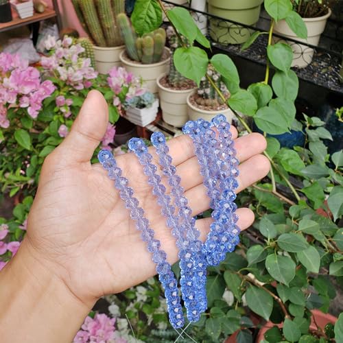 Image of 10mm Rondelle Glass Beads for Jewelry Making, Faceted Briolette Crytal Spacer Beads for Bracelet Necklace Earring, Light Blue 200pcs