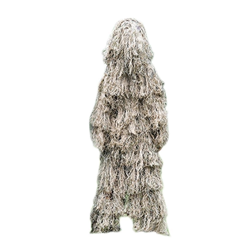 3D Ghillie Tarnanzug Camouflage Anzug 4-teilige Set mit Tasche Jagdbekleidung Woodland Tarnkleidung Scharfschützenanzug für Jagd Verdeckt Fotografie Halloween Hoax