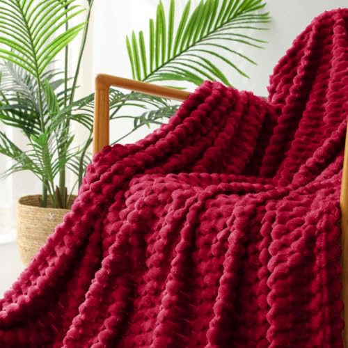 Image of Exclusivo Mezcla 3D Fleece King Size Blanket for Bed, Deep Red | Extra Soft Fuzzy Plush Lightweight Bed Blankets, Cozy Fluffy Decorative Blankets for All Seasons, 90x104 Inches