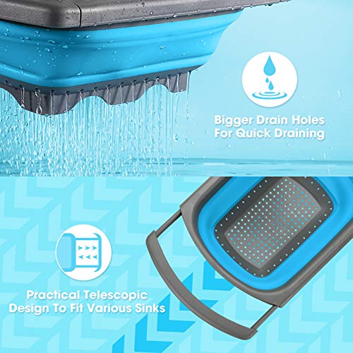 Syntrific Silicone Collapsible Colander Set of 4-Includes 1pc 6 Quart Over the Sink Strainer, 2pc 4 Quart and 1pc 2 Quart Round Folding Strainers.Dishwasher-Safe，BPA Free - Thumbnail 6