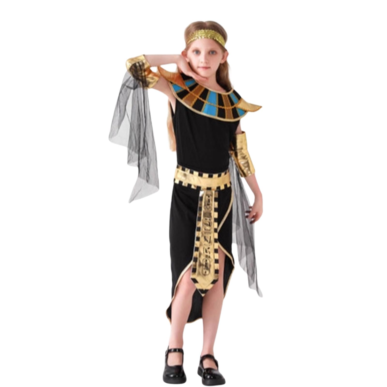 Générique enfant cour déguisement jeu rôle historique cosplay fête médiéval élégant reine princesse dame tenue spectacle cérémonie (Black, 130)