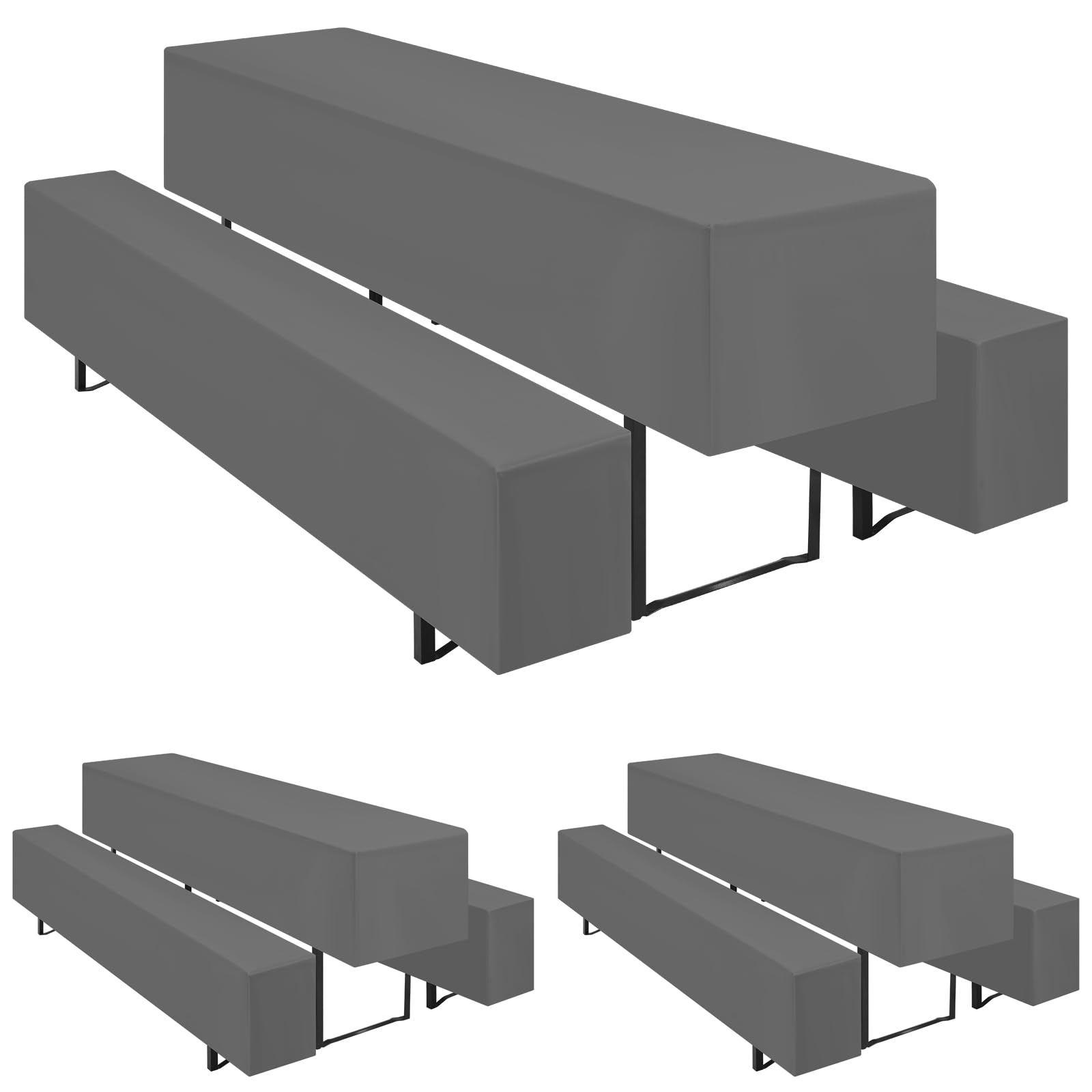 Fundas para mesa de cerveza de 70 x 220 cm con acabados textiles gris oscuro Teruntrue