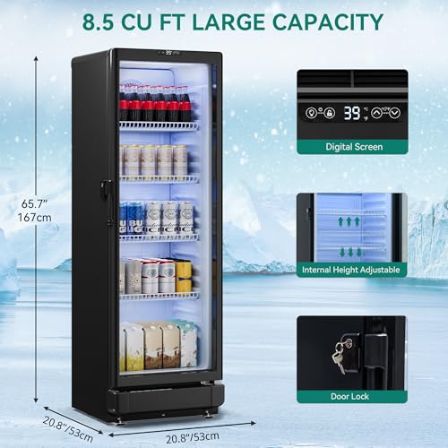 Yitahome MAYIH6GJKH 8.5 Cu.Ft. Commercial Beverage Display Refrigerator With Single One Glass Door thumb #1