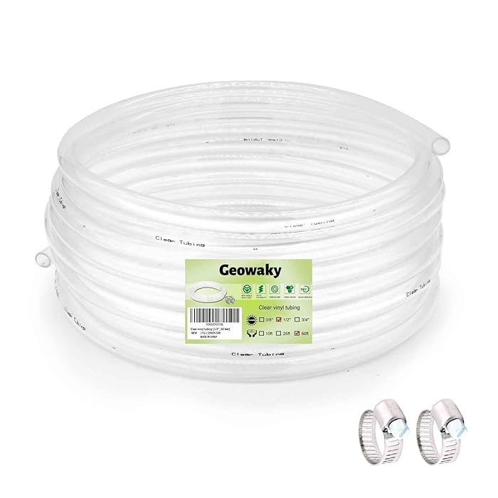 Buy Clear Vinyl Tubing 1/2" ID × 5/8" OD 50 Ft 60PSI,Flexible Plastic