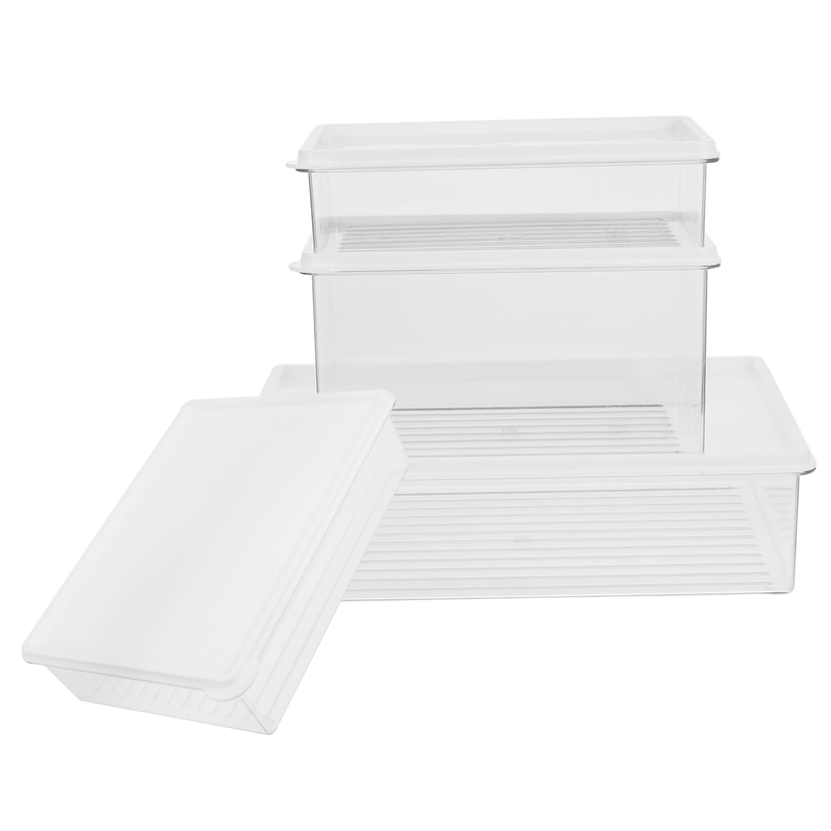 PRETYZOOM 4piezas Contenedor Transparente Para Refrigerador Caja Almacenaje Tapa Práctica Para Alimentos Frescos y Congelados