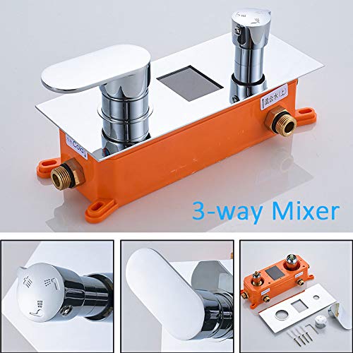 Robinet de douche effet pluie LED avec mitigeur LCD ensemble complet 8 pouces - 8