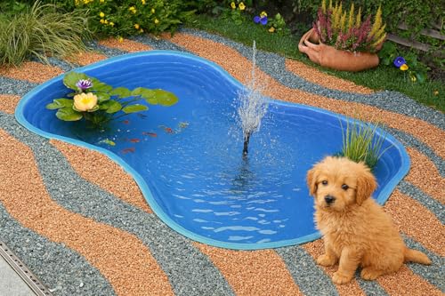 Laghetto da Giardino Preformato Colore Azzurro MOD. Bolsena Misura cm 178 x 130 x 45 Litri 600