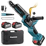 Supstable Mini Kettensäge mit Akku 8 und 6 Zoll, 8000mAh Elektro Kettensäge mit Automatischem Öler und Werkzeugloser Kettenspannung, Kompatible mit Makita Akku 18V, 900W Einhand Astsäge für Holz, Ast