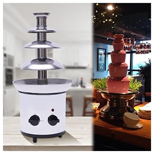 TBVECHI 4-Tier Chocolate Fondue Fountain Commercial Stainless Steel Chocolate Fountain Cheese Heated Melting Machine 170W for Party Restaurant Wedding