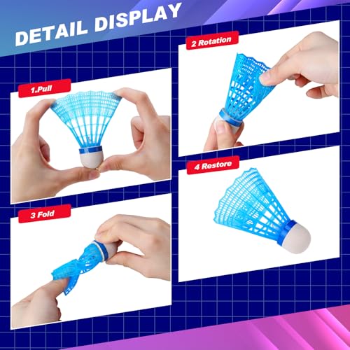 Volants de badminton avec éclairage LED intégré et plumes synthétiques colorées