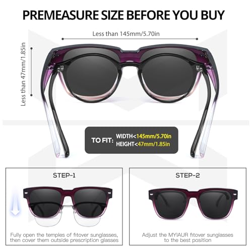 Myiaur Fit Over Glasses Sunglasses for Women Men, Polarized Square Wear Over Eyeglasses UV400 Protection3