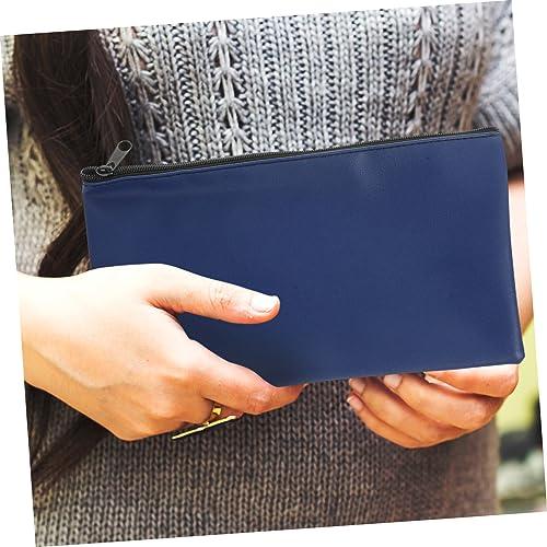 jojofuny 2Pcs Zippered Cash Bags PU Leather Money Pouches for Bills Coins Storage Portable Receipt Organizers Suitable for Home Travel4